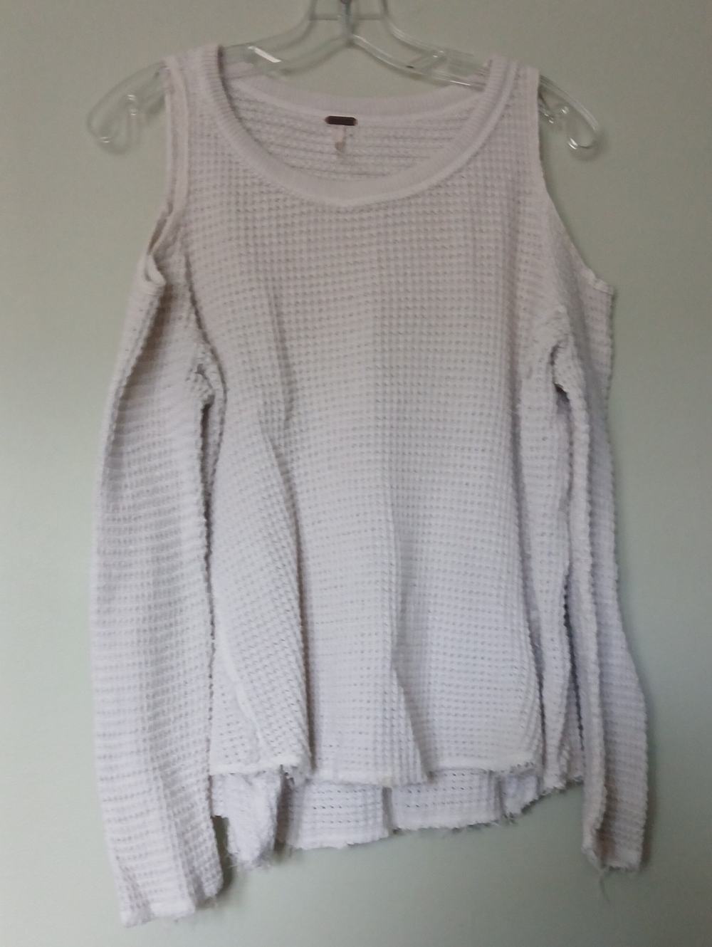 Free People Cream Knit Open Weave Long Sleeve Small